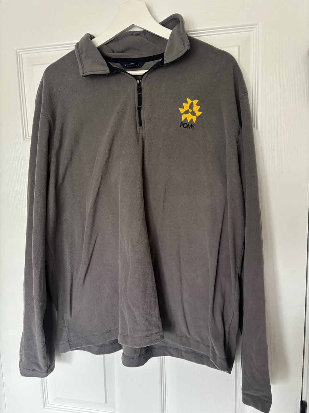 Lands' End Gray Half-Zip Fleece Pullover with Yellow Logo